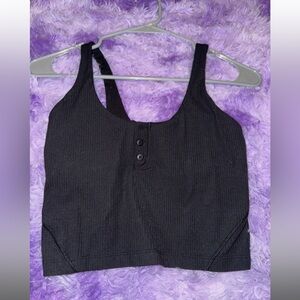 Lululemon Size 2 Align Ribbed Henley Tank Top Black  Cropped